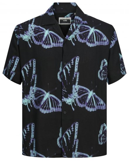 Jack & Jones JCOJEFF AOP Resort Shirt Black - Skjorter - Store skjorter - 2XL-8XL