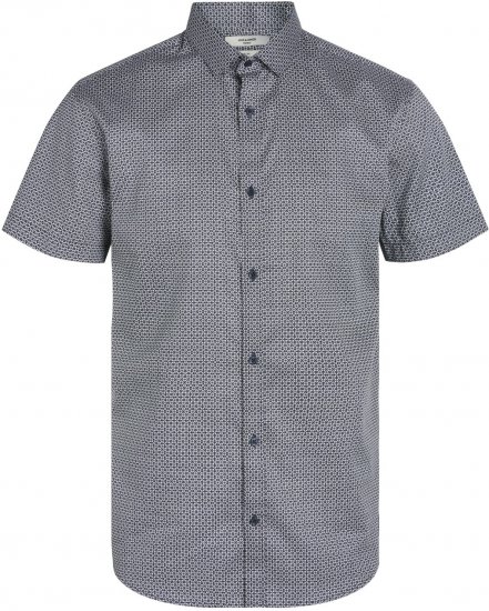 Jack & Jones JPRBLACARDIFF PRINT SHIRT S/S Navy Blazer - Skjorter - Store skjorter - 2XL-8XL