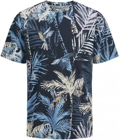 Jack & Jones Hawaii AOP Crew Neck T-Shirt Blue - T-skjorter - Store T-skjorter - 2XL-14XL