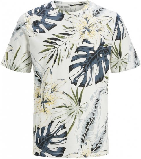 Jack & Jones Hawaii AOP Crew Neck T-Shirt White - T-skjorter - Store T-skjorter - 2XL-14XL