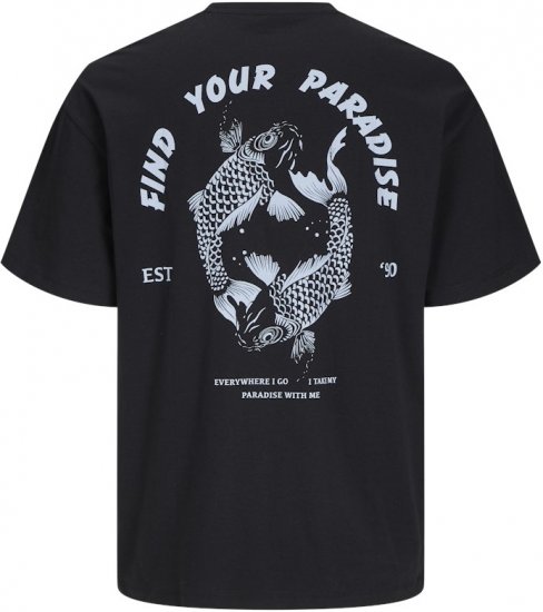 Jack & Jones Charge Crew Neck Printed T-Shirt Black - T-skjorter - Store T-skjorter - 2XL-14XL