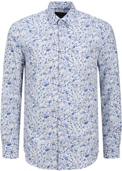 Jack & Jones BARNES Printed Dobby Long Sleeve Shirt Light Blue - Skjorter - Store skjorter - 2XL-8XL