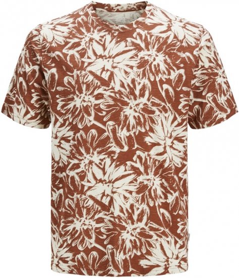 Jack & Jones Split AOP Crew Neck T-Shirt Brown - T-skjorter - Store T-skjorter - 2XL-14XL