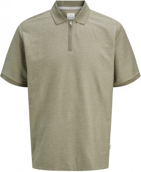 Jack & Jones Ronnie Polo with Zipper Grey - Polo- & piqueskjorter - Poloskjorte i store størrelser - 2XL-8XL