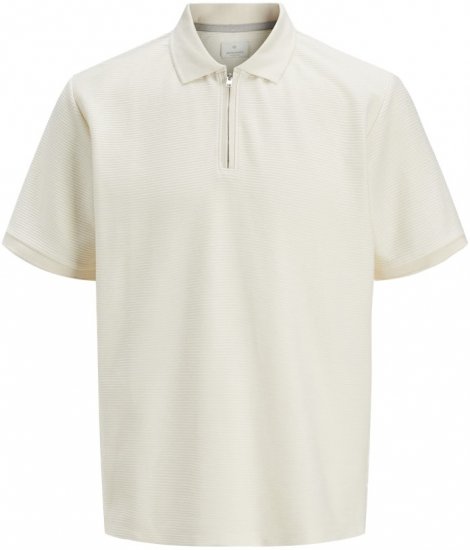 Jack & Jones Ronnie Polo with Zipper Bright White - Polo- & piqueskjorter - Poloskjorte i store størrelser - 2XL-8XL