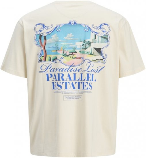 Jack & Jones Parallel Crew Neck T-Shirt Antique White - T-skjorter - Store T-skjorter - 2XL-14XL