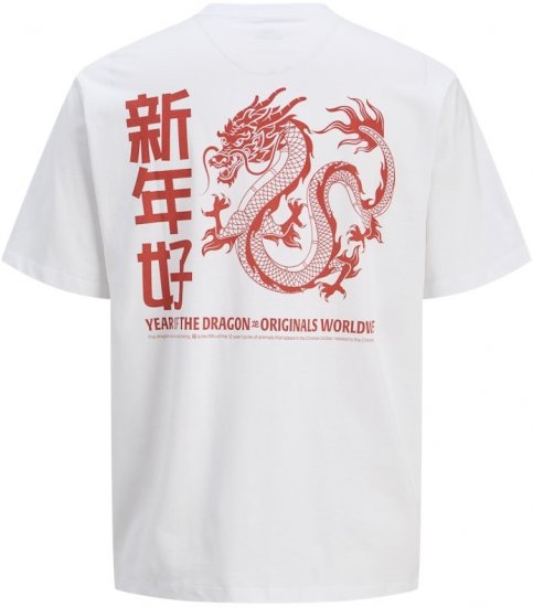Jack & Jones Snake Dragon Crew Neck T-Shirt Bright White - T-skjorter - Store T-skjorter - 2XL-14XL