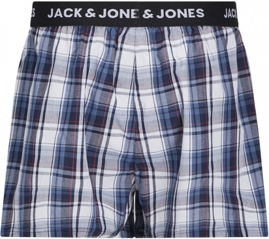 Jack & Jones Saigon Blue/Red Check Woven Boxers 3-Pack Navy Blazer - Undertøy & badetøy - Undertøy store størrelser 