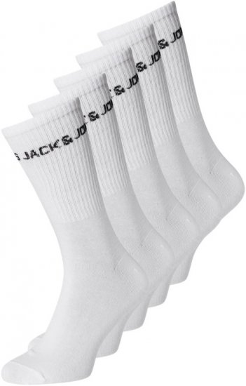 Jack & Jones BASIC LOGO Tennis Socks 5-Pack White - Undertøy & Badetøy - Undertøy store størrelser 
