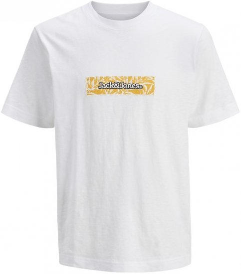 Jack & Jones Split Branding AOP Crew Neck T-Shirt Bright White - T-skjorter - Store T-skjorter - 2XL-14XL
