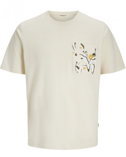  Jack & Jones Tavira Aop Pocket Crew Neck T-Shirt Antique White - T-skjorter - Store T-skjorter - 2XL-14XL