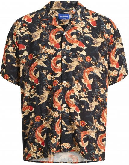 Jack & Jones Tokyo mønstret hawaiiskjorte mørkebrun - Skjorter - Store skjorter - 2XL-8XL
