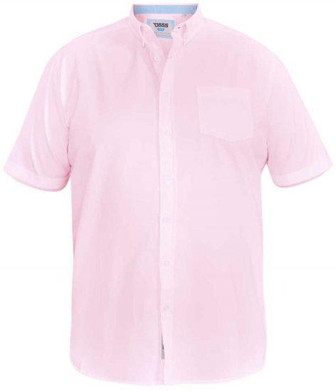 D555 James Short Sleeve Oxford Shirt Pink - Skjorter - Store skjorter - 2XL-8XL