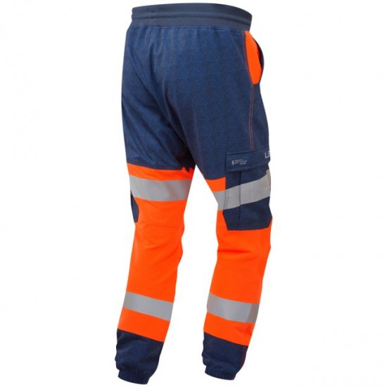 Leo Hawkridge Ecoviz High Performance 4X Stretch Trouser Hi-Vis Orange/Navy Print - Arbeidsklær - Arbeidsklær i store størrelser