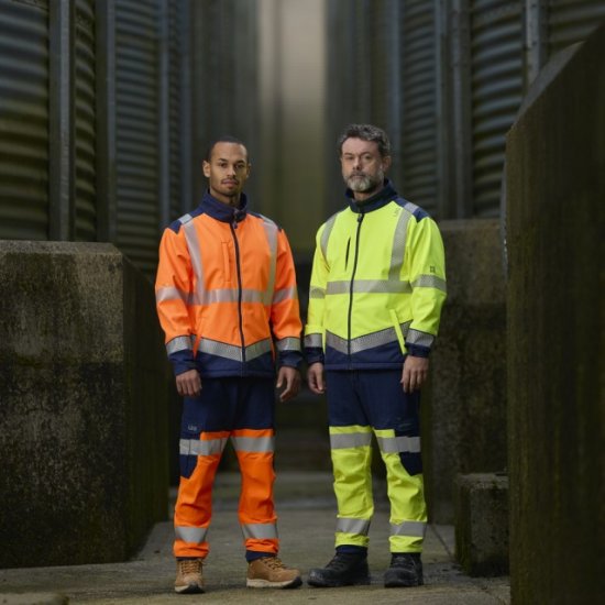Leo Hawkridge Ecoviz High Performance 4X Stretch Trouser Hi-Vis Orange/Navy Print - Arbeidsklær - Arbeidsklær i store størrelser