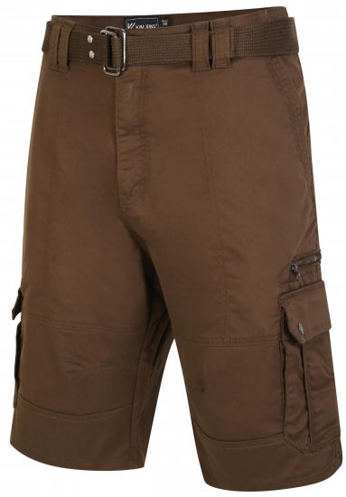 Kam Jeans 343 Cargo Stretch Shorts with Belt Khaki - Shorts - Store shorts - W40-W60