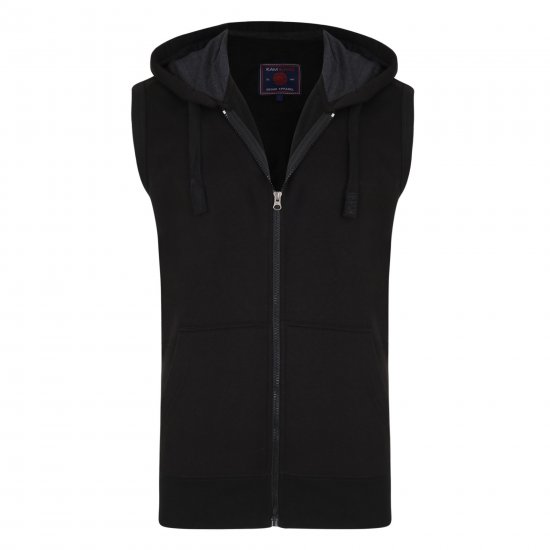 Kam Jeans Sleeveless Zip Thru Hoody Black - Gensere og hettegensere - Store hettegensere - 2XL-14XL