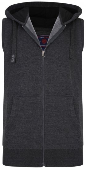 Kam Jeans Sleeveless Zip Thru Hoody Charcoal - Gensere og hettegensere - Store hettegensere - 2XL-14XL
