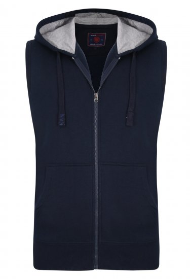 Kam Jeans Sleeveless Zip Thru Hoody Navy - Gensere og hettegensere - Store hettegensere - 2XL-14XL