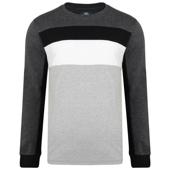 Kam Jeans 5240 Cut and Sew Long Sleeve T-shirt Grey - T-skjorter - Store T-skjorter - 2XL-14XL