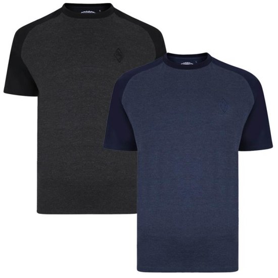 Kam Jeans 5314 Raglan T-Shirt Charcoal/Insignia Twin Pack - T-skjorter - Store T-skjorter - 2XL-14XL