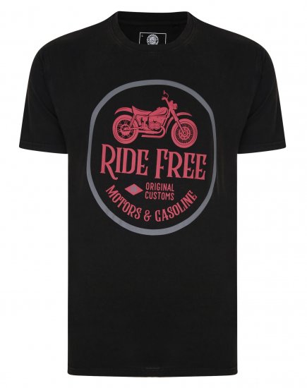 Kam Jeans Ride Free Crew Neck T-Shirt Black - T-skjorter - Store T-skjorter - 2XL-14XL