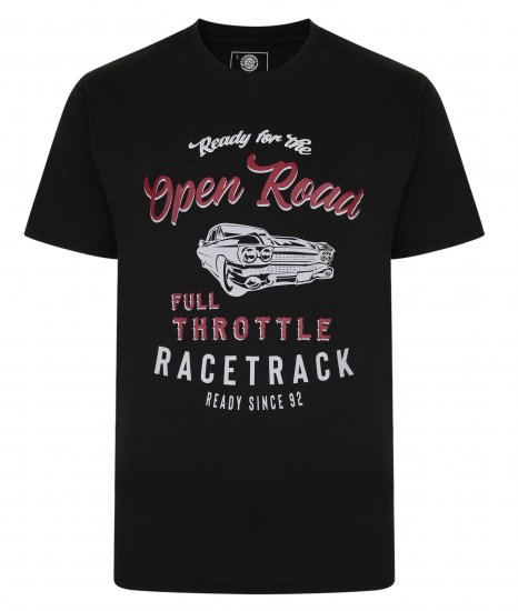 Kam Jeans 5342 Open Road Tee Black - T-skjorter - Store T-skjorter - 2XL-14XL