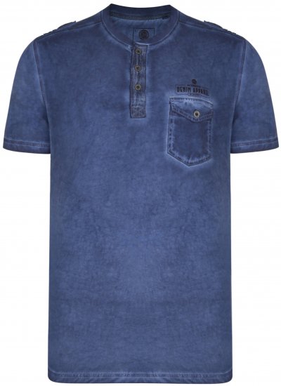 Kam Jeans 5343 Grandad collar T-shirt Indigo - T-skjorter - Store T-skjorter - 2XL-14XL