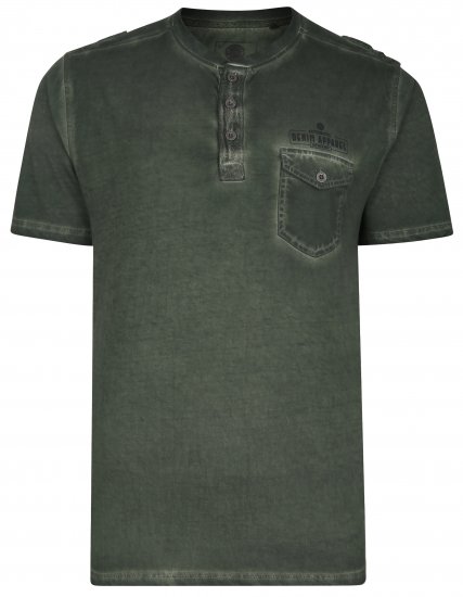 Kam Jeans 5343 Grandad Collar Fashion Tee khaki - T-skjorter - Store T-skjorter - 2XL-14XL