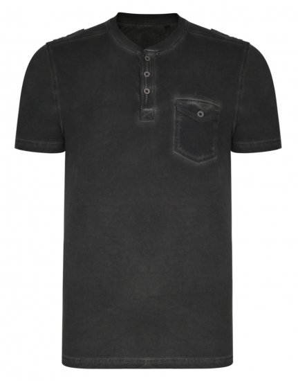 Kam Jeans Grandad Collar Fashion Tee Black - T-skjorter - Store T-skjorter - 2XL-14XL