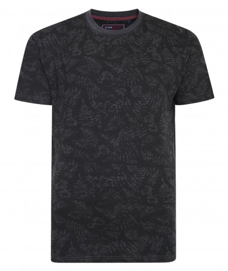 Kam Jeans 5345 Leaf Tee Charcoal - T-skjorter - Store T-skjorter - 2XL-14XL