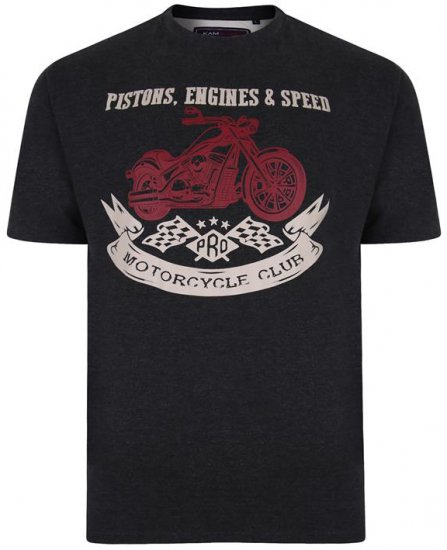 Kam Jeans 5351 Piston Motors Club T-shirt Charcoal - T-skjorter - Store T-skjorter - 2XL-14XL