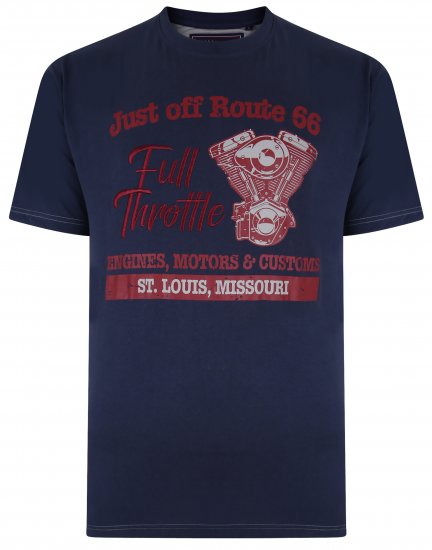 Kam Jeans 5354 Full Throttle Print T-shirt Indigo - T-skjorter - Store T-skjorter - 2XL-14XL