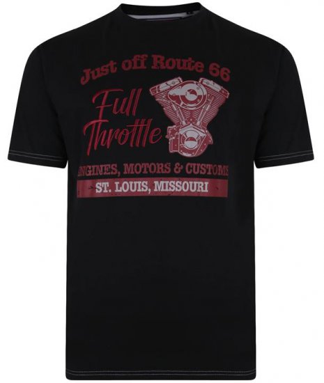 Kam Jeans 5354 Full Throttle Print T-shirt Black - T-skjorter - Store T-skjorter - 2XL-14XL