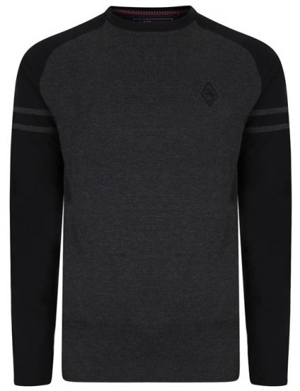 Kam Jeans 5359 LS Raglan Baseball Top Charcoal - T-skjorter - Store T-skjorter - 2XL-14XL