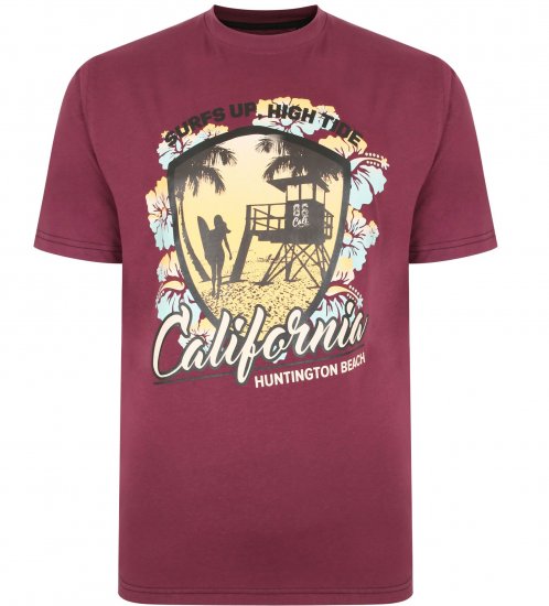Kam Jeans 5368 California Print T-shirt Plum - T-skjorter - Store T-skjorter - 2XL-14XL
