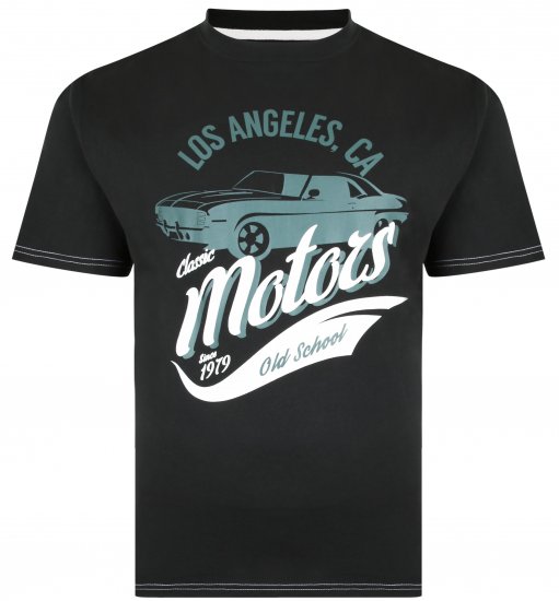 Kam Jeans 5369 Motors Print T-shirt Black - T-skjorter - Store T-skjorter - 2XL-14XL