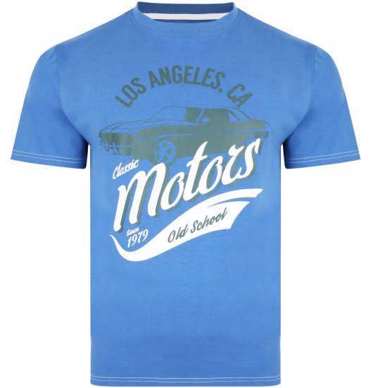 Kam Jeans 5369 Motors Print T-shirt Blue - T-skjorter - Store T-skjorter - 2XL-14XL