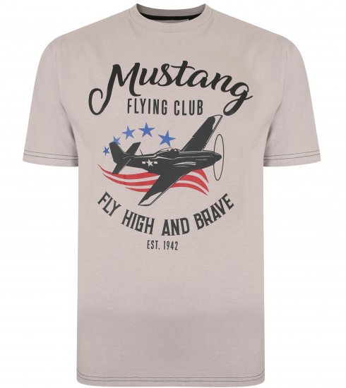 Kam Jeans Mustang Flying Club T-shirt Ash - T-skjorter - Store T-skjorter - 2XL-14XL