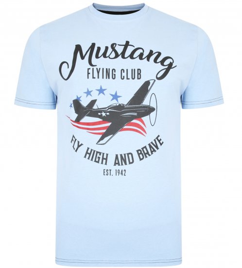 Kam Jeans Mustang Flying Club T-shirt Sky - T-skjorter - Store T-skjorter - 2XL-14XL