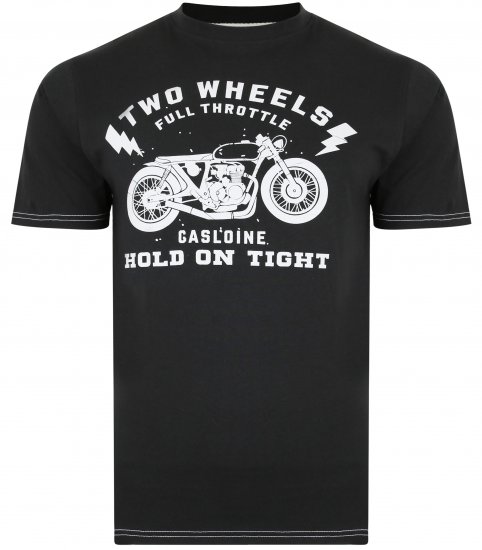 Kam Jeans 5371 Motorbike Print T-shirt Black - T-skjorter - Store T-skjorter - 2XL-14XL