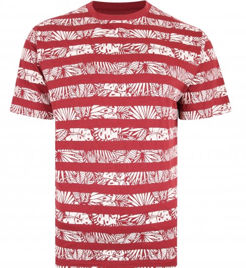Kam Jeans 5380 Stripe Floral T-shirt Burgundy - T-skjorter - Store T-skjorter - 2XL-14XL
