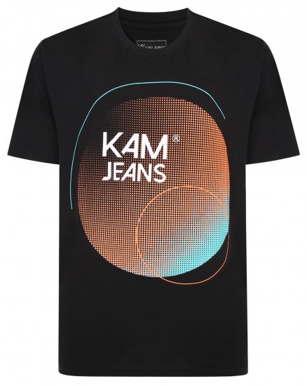 Kam Jeans 5383 Kam Logo Printed Tee Black - T-skjorter - Store T-skjorter - 2XL-14XL