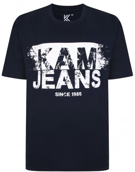 Kam Jeans 5384 Kam Logo Printed Tee Navy - T-skjorter - Store T-skjorter - 2XL-14XL