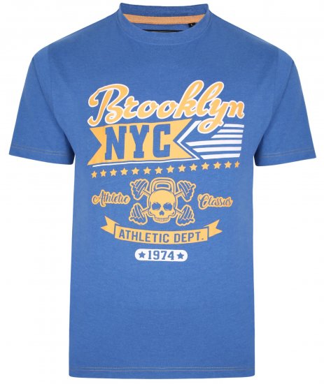 Kam Jeans 5389 Brooklyn NYC T-Shirt Blue - Store Klær - Herreklær store størrelser