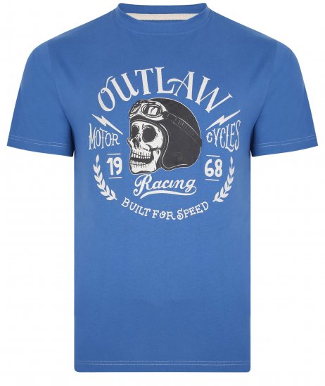 Kam Jeans 5391 Outlaws Skull Print T-Shirt Blue - T-skjorter - Store T-skjorter - 2XL-14XL