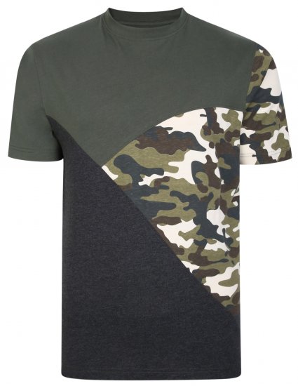 Kam Jeans 5394 Cut & Saw Camo Panel T-Shirt Khaki - T-skjorter - Store T-skjorter - 2XL-14XL