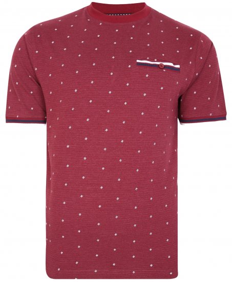 Kam Jeans 5396 Drop Needle Jersey Tee With Dobby Print Burgundy - T-skjorter - Store T-skjorter - 2XL-14XL