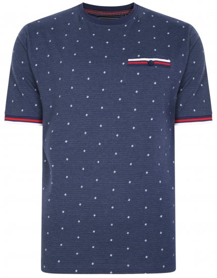 Kam Jeans 5396 Drop Needle Jersey Tee With Dobby Print Navy - T-skjorter - Store T-skjorter - 2XL-14XL