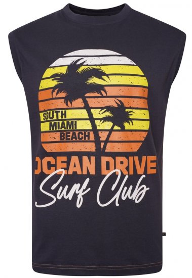 Kam Jeans 5398 Miami Beach Sleeveless Tee Indigo - T-skjorter - Store T-skjorter - 2XL-14XL